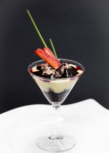 Mousse de tarta Americana y frutos rojos en copa ALTUM