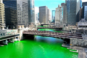 El río Chicago teñido de verde. ©Scott Olson.Getty Images